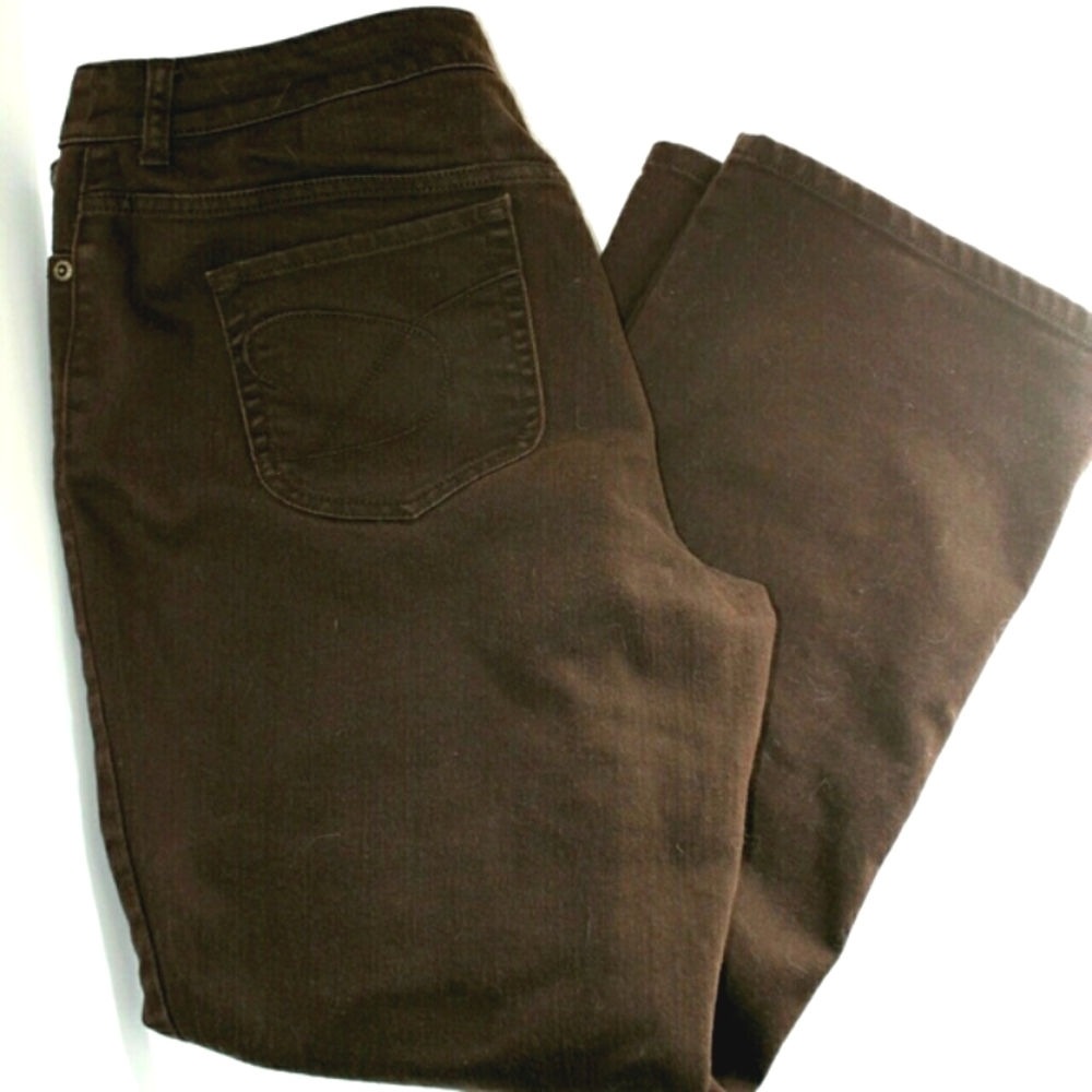 Chico's Size 2.5 Short Boot Leg Brown Denim Jeans